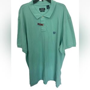 Chaps Mens Polo Shirt 3X Short Sleeve Stretch Aqua Blue NEW